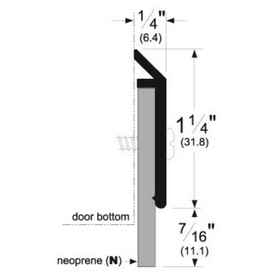 Pemko 36" (3') Door Bottom Sweep with 7/16" Neoprene Clear Aluminum