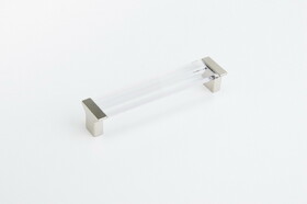 Schaub 316-15-CL 5-1/16" Center to Center Positano Clear Cabinet Pull Satin Nickel Finish
