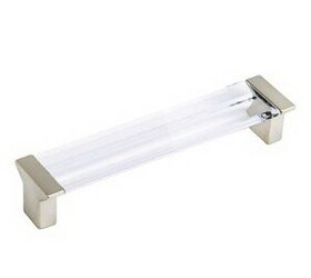 Schaub 317-15-CL 6-5/16" Center to Center Positano Clear Cabinet Pull Satin Nickel Finish
