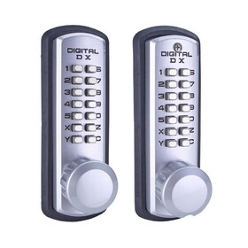 Lockey 3210SCMGDC Mechanical Keyless Digital Deadbolt Lock with Double Combination Satin Chrome Marine Grade Finish