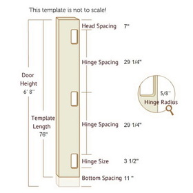 Templaco 35368 6 Foot 8 Inch Full Length Template for Three 1/4" Radius 3-1/2" Hinges