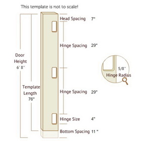 Templaco 40368 6 Foot 8 Inch Full Length Template for Three 1/4" Radius 4" Hinges