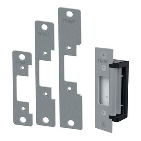 Trine 430032D Electric Strike for Cylindrical Locks and Deadlatches with 4 Faceplates of CC, CCRD, CC7, and CC8 Satin Stainless Steel Finish