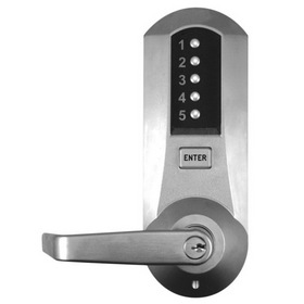 Kaba Simplex 5010BWL26D Mechanical Pushbutton Exit Trim Lock with Best Prep and Winston Lever Satin Chrome Finish