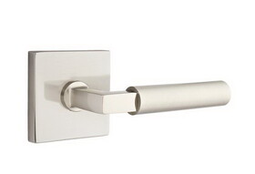 Emtek 5110HECUS15RH Hercules Lever Right Hand 2-3/8" Backset Passage with Square Rose for 1-1/4" to 2" Door Satin Nickel Finish