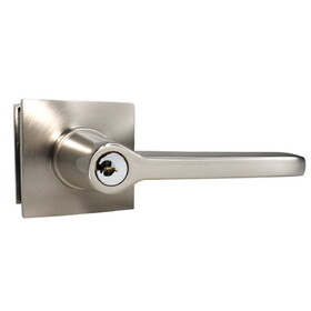 Emtek 5122HLOUS15RH.RLS Helios Lever Right Hand 2-3/8" and 2-3/4" Backset with Radius Latch Strike Keyed Entry with Square Rose for 1-3/8" to 2-1/16" Door Satin Nickel Finish