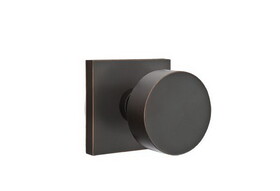 Emtek 5210ROUUS10B Round Knob 2-3/8" Backset Privacy with Square Rose for 1-1/4" to 2" Door Oil Rubbed Bronze Finish