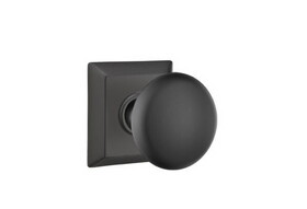 Emtek 8531PUS19 Providence Knob Dummy Pair with Quincy Rose for 1-1/4" to 2" Door Flat Black Finish