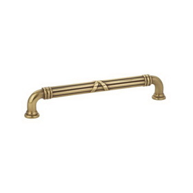 Emtek 86286US7 Fixed Cabinet Pull Estate 6" Center To Center Ribbon And Reed French Antique Brass Finish