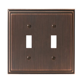 Amerock BP36515ORB 8-3/10" x 6-3/10" Mulholland Double Toggle Wall Plate Oil Rubbed Bronze Finish