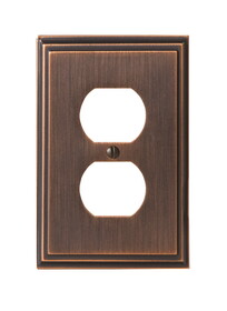 Amerock BP36522ORB 8-3/10" x 6-3/10" Mulholland Single Outlet Wall Plate Oil Rubbed Bronze Finish