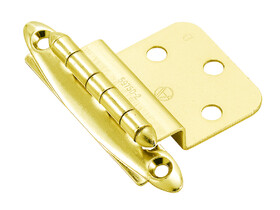 Amerock BPR34173 3/8" (10 mm) Inset Non Self Closing Face Mount Cabinet Hinge 2 Pack Bright Brass Finish