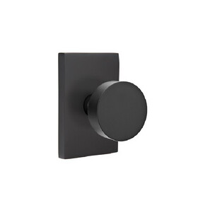 Emtek C5112ROUUS19 Round Knob 2-3/8" Backset Passage with Modern Rectangular Rose with CF Mechanism for 1-3/8" to 1-3/4" Door Flat Black Finish