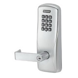 Schlage Electronic CO100MS70KPRHO626B Standalone Keypad Programmable Electronic Lock Mortise Classroom / Storeroom Keypad Rhodes Lever with Small Format Less Core Satin Chrome Finish