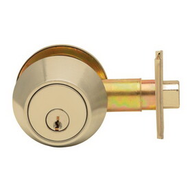 Dexter Commercial DB2000DCT605KDC Double Cylinder Grade 2 Deadbolt with C Keyway; Adjustable Backset; and 2-3/4" Square Strike Bright Brass Finish