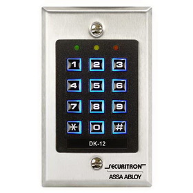 Securitron DK12 Digital Keypad System with Illuminated Keys Single Gang Satin Stainless Steel Finish