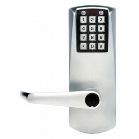 Kaba Simplex Eplex Cylindrical Electronic Pushbutton Lock with 1/2" Throw and 2-3/4" Backset; Key in Lever; Long Lever