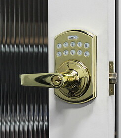 Lockey E995BB Electronic Keypad Lever Lock with Remote Control Bright Brass Finish
