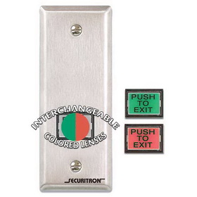 Securitron EEB3N Emergency Exit Button with 30 Second Timer Narrow Stile Green and Red Satin Stainless Steel Finish