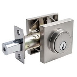 Pamex FDSP1 Square Low Profile Single Cylinder Deadbolt Grade 3 with KW1 Keyway Satin Nickel Finish