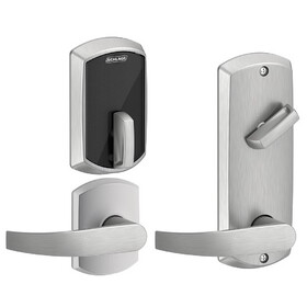 Schlage Electronic FE410FGRW512NEP626 Control Smart Interconnected Lock UL Listed with Greenwich Trim and Neptune Lever with 5-1/2" Bore Spacing with 12356 Latch and 10152 Strike Satin Chrome Finish