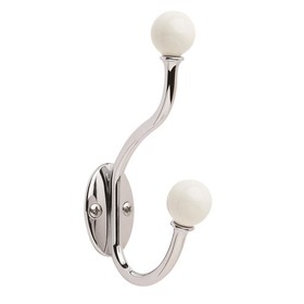 Amerock H55469W26 Contemporary Coat and Hat Hook White / Chrome Finish