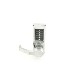 Kaba Simplex LLP101026D Left Hand Mechanical Pushbutton Exit Trim Lever Lock; Combination Only Satin Chrome Finish