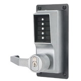Kaba Simplex Left Hand Mechanical Pushbutton Exit Trim Lever Lock with Key Override Satin Chrome Finish