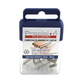 Precision Lock PLS12PRO Magnetic Catch with Adjustable Strength for 16 mm to 30 mm Door Silver Finish