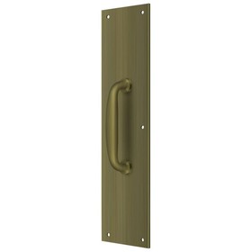 Deltana PPH55U5 Push Plate with Handle 3-1/2" x 15 " - Handle 5 1/2"; Antique Brass Finish