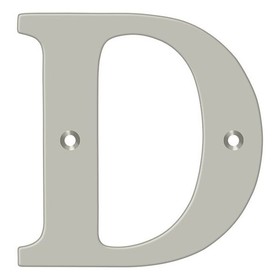 Deltana RL4D-15 4" Residential Letter D; Satin Nickel Finish