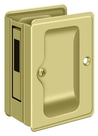 Deltana SDAR325U3 Heavy Duty Pocket Lock; Adjustable; 3-1/4" x 2 1/4" Sliding Door Receiver; Bright Brass Finish