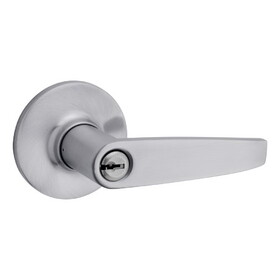 Safelock SL6000WI-26D Winston Lever Round Rose Push Button Entry Lock with RCAL Latch and RCS Strike Satin Chrome Finish