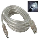 10' LED Male A to Male B USB Cable - White, CC2209C-10WHL