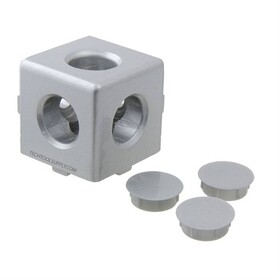 Aluminum Extrusion 3D Cube Connector w/ Caps 1.5", FATH-093WW382N08