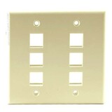 Dual 6 Port Wall Plate - Ivory, FPDGSIX-I