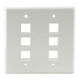 Dual 6 Port Wall Plate - White, FPDGSIX-W