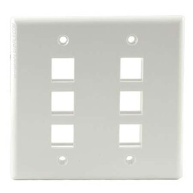Dual 6 Port Wall Plate - White, FPDGSIX-W