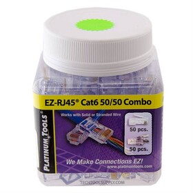 Platinum Tools EZ-RJ45 Cat6 50/50 Combo - Jar of 100, PLA-202016J