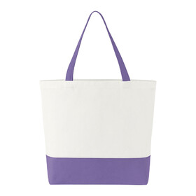 Muka Two Tone Cotton Canvas Tote Bag, Color Block Reusable Grocery Bag 15" W x 18.50" H x 4.72" D