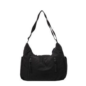 Muka Nylon Crossbody Bag with Side Pockets, Casual Tote Shoulder Bag with Adjustable Strap