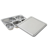 Aspire Stainless Steel Bento Box, Divided Dinner Trays with Cover, 1 Set