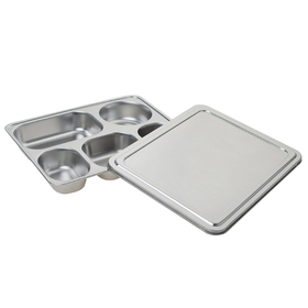Divided Section Stainless Steel Dinner Tray Lunch Food Snack Plate Container Box 