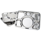 Aspire 3 Pack Divided Dinner Tray Stainless Steel, Snack Serving Plate with 6 Compartment, Diet Food Portion Control