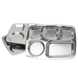 Aspire Rectangular Divided Cafeteria Tray, Stainless Steel Tray, 3 Pieces