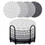 Aspire 8 Pcs Cotton Coasters with Holder, Absorbent Drink Coasters for Wooden Table Home Living Room Decor - Grey