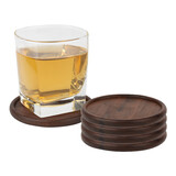 Aspire 4 PCS Wood Coasters for Drinks, Grooved Walnut Coaster Set for Coffee Table, Office, Bar, Tabletop keep awayion