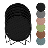 Aspire Silicone Coasters 6 PCS with a Holder Black Tabletop keep awayion slip-proof Coasters for present and Decoration