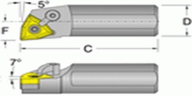 DORIAN TOOL USA 6155322 S16T-MWLNR-4, Min Bore: 1.28", OAL: 12", Shank D: 1.00", Center Line F: .640", Use with WNM Insert: 43_, RH