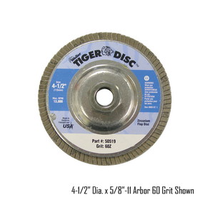 WEILER 7150514 4-1/2" Dia, 7/8" Arbor Hole, 60Zirconlum Grit Size, 13,000 Max. RPM